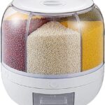 علبة تخزين وتوزيع الطعام محكمة الغلق للحبوب والبقوليات توضع على سطح الترابيزة من 6 علب متشابكة دوارة مع غطاء متين