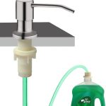 موزع صابون لحوض المطبخ، موزع صابون مدمج للحوض (نيكل مصقول)، مضخة موزع صابون لسطح الطاولة مع مجموعة انبوب تمديد مقاس 47 بوصة، لا حاجة لملء زجاجة صغيرة مرة اخرى (عمود اطول)