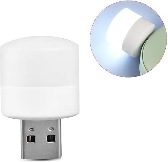 لمبة فيشة USB للكمبيوتر والموبايل، اباجورة مكتب LED دائرية صغيرة لحماية العين والقراءة من لينونيل، ضوء ابيض (قطعه واحده)