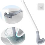 فرشاة تواليت جولف بمقبض طويل، فرشاة تنظيف مرنة 360 درجة لتنظيف عميق من السيليكون تثبت على الحائط بدون ثقب مع خطافات حائط وخطافات لاصقة (متعددة الالوان)