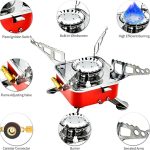 موقد غاز صغير الحجم محمول للتخييم، موقد تخييم قابل للطي مقاوم للرياح، بوتجاز تخييم مدمج وخفيف الوزن يمكن وضعه في شنطة الظهر ومناسب للمشي لمسافات طويلة وتسلق الجبال والتخييم، (شعلة مربعة)