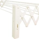 منشر تجفيف غسيل بحامل يُثبت على الحائط من البنهاوي، لون ابيض، 120 سم، خليط معدني صلب