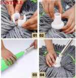 مساحة موب 2 في 1 ذاتية العصر لتنظيف وتجفيف الأرضيات، مساحة دائرية دوارة 360 درجة لتنظيف الجدران، مساحة موب ذاتية العصر لتنظيف الأرضيات - Image 2